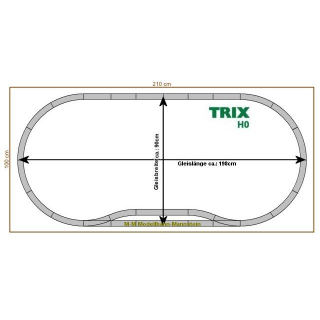 Trix 62900-01 H0 C-Gleis Set 1,28-teilig,Oval R2 mit Bahnhofsgleis,Bogenradius R2