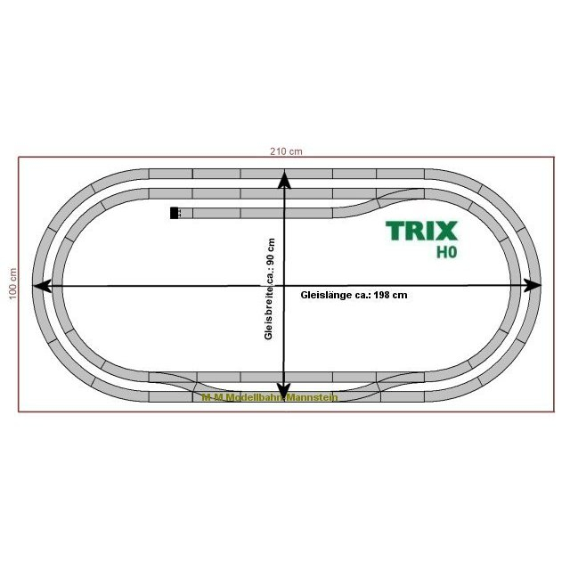 Trix 62900-06 H0 C-Gleis Set 6, 53-teilig,Gleis-Oval mit Parallel- & Abstellgleis