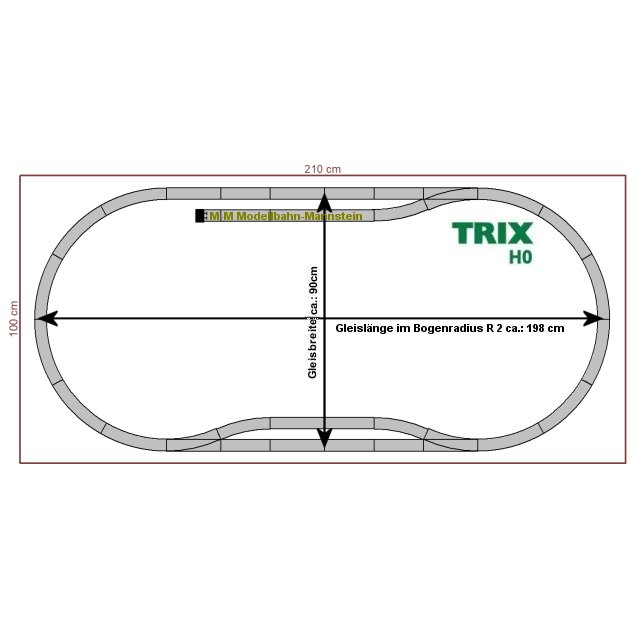 Trix 62900-07 H0 C-Gleis Set 7,33-teilig,Gleis-Oval,R2 mit Bahnhof & Abstellgleis