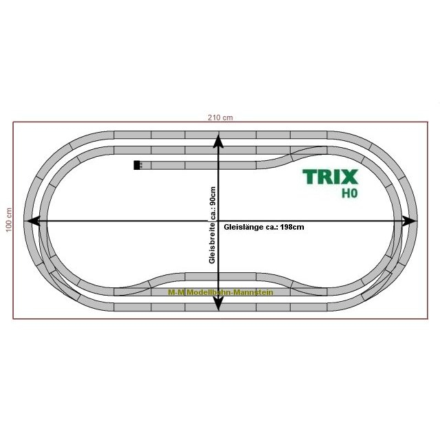 Trix 62900-08 H0 C-Gleis Set 8, 57-tlg.,Parallelgleis mit Bahnhof & Abstellgleis