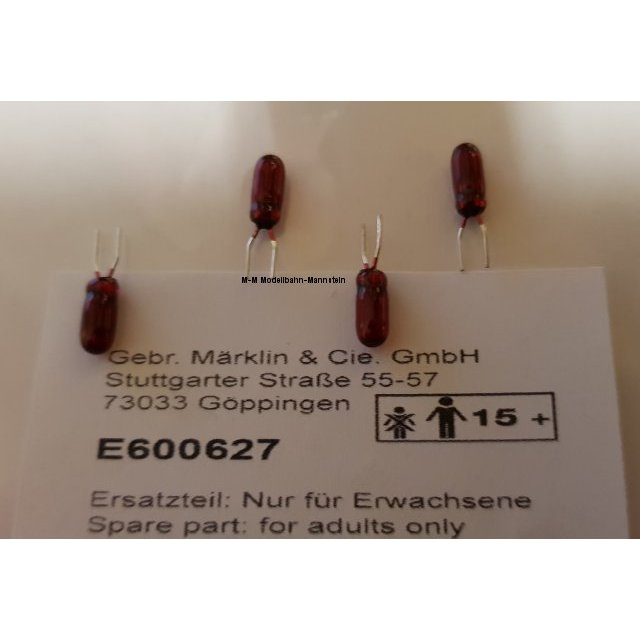 Märklin E600627 H0 4 Stück Bi Pin Steckbirnchen, rot